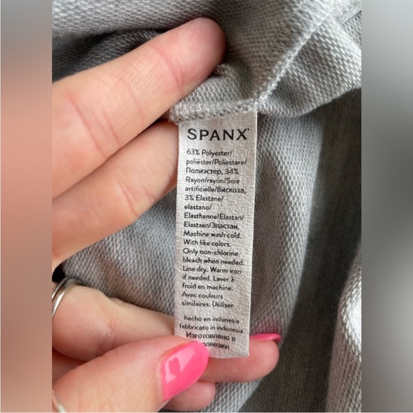SPANX Perfect Length Dolman Tunic Oversized Sweatshirt Raw Hem Heather Grey- XS - Picture 9 of 13